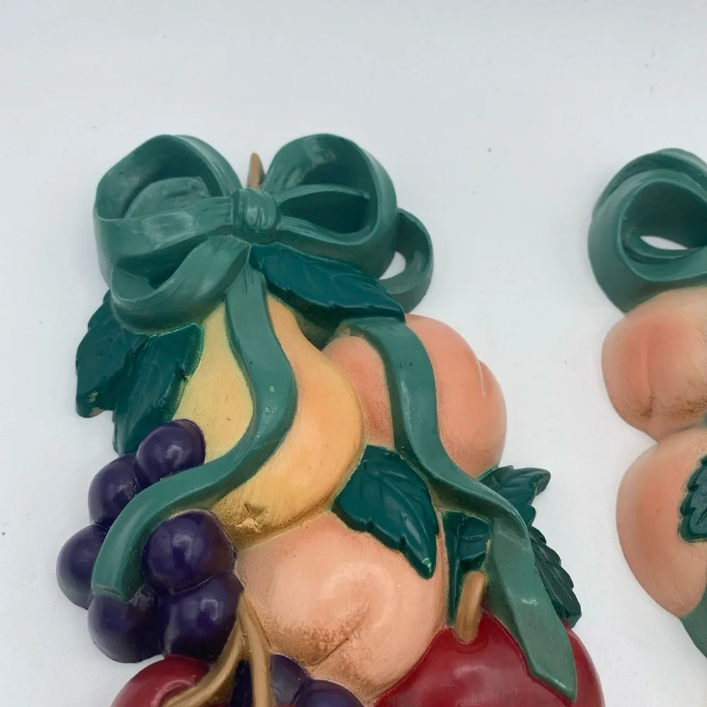 VTG 90’s  Burwood Products Fruit Kitchen Wall Decor Grapes apple 8.5”